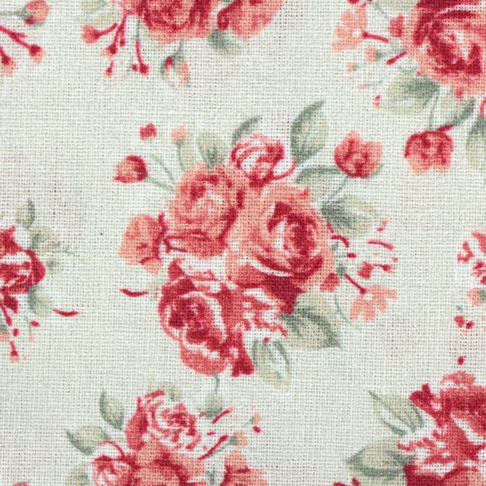 Ткань для пэчворка "Розы клетка и листочки", 48х50см, 120г/кв.м, № 8