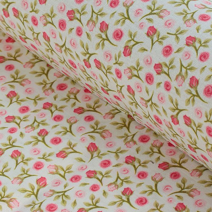 Ткань для пэчворка "Акварельные розочки", 48х50см, 120г/кв.м, №1