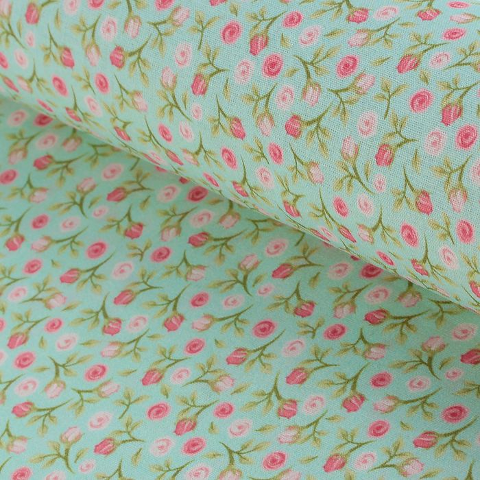Ткань для пэчворка "Акварельные розочки", 48х50см, 120г/кв.м, №7