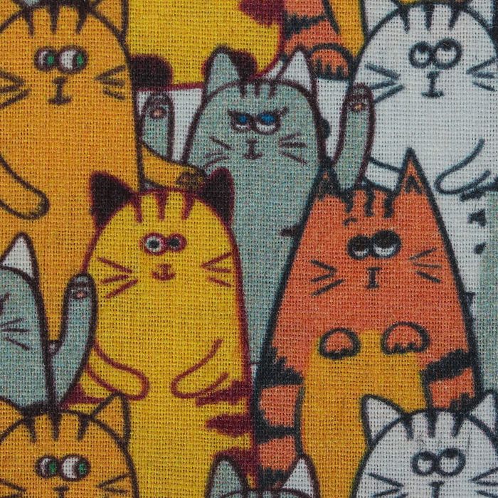Ткань для пэчворка "Кошачья история", 48х50см, 120г/кв.м, №7