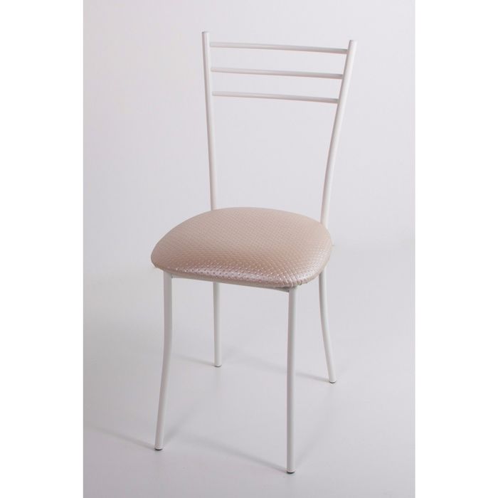 Стул на металлокаркасе Хлоя СТ белый/капитон бежевый