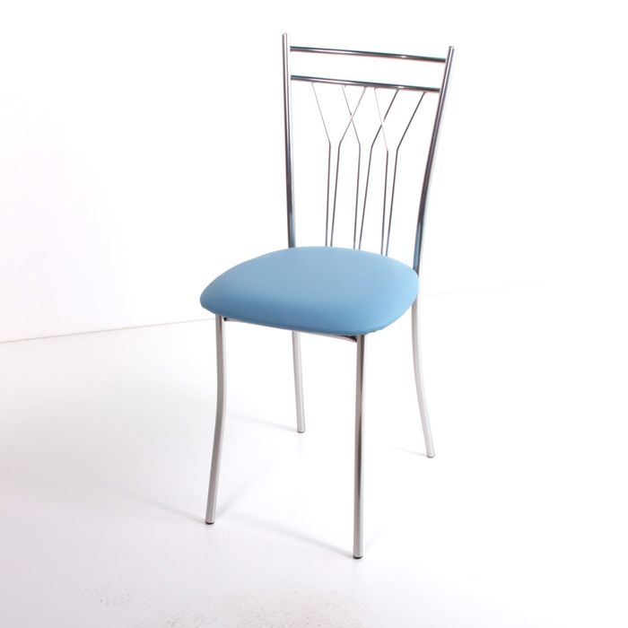 Стул на металлокаркасе Премьер СТ хром люкс/голубой