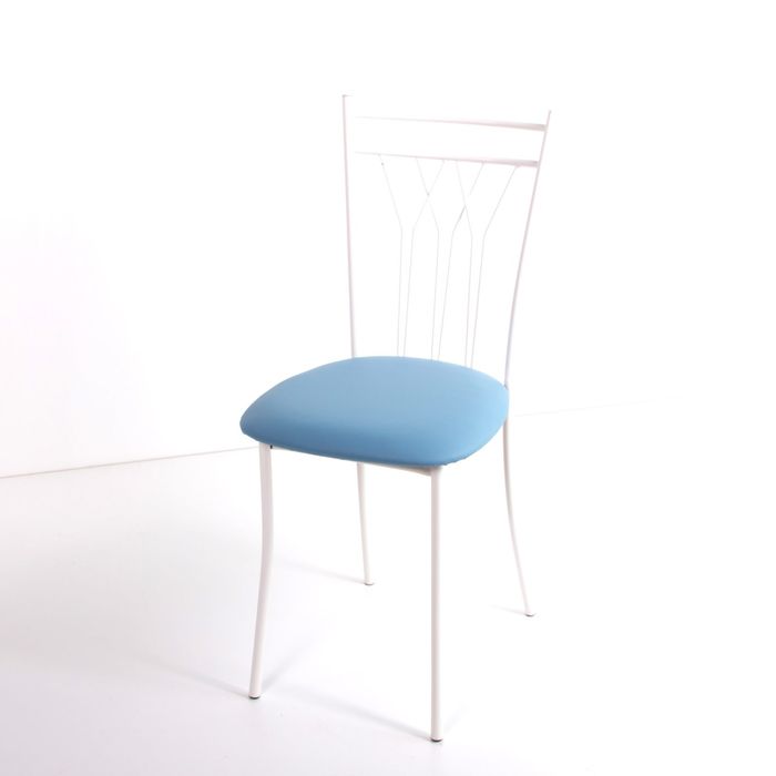 Стул на металлокаркасе Премьер СТ белый/голубой