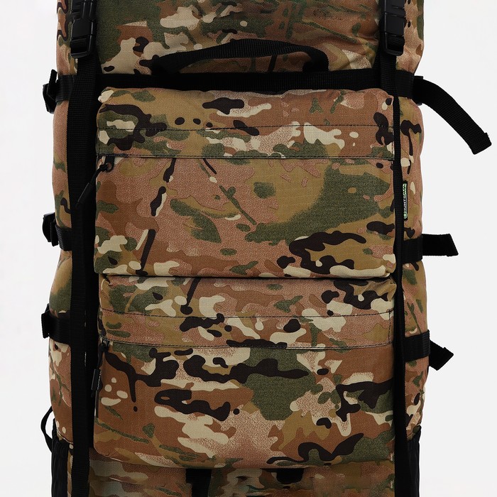 Рюкзак туристический на молнии, 100 л, 1 отдел, 3 наружных кармана, цвет хаки