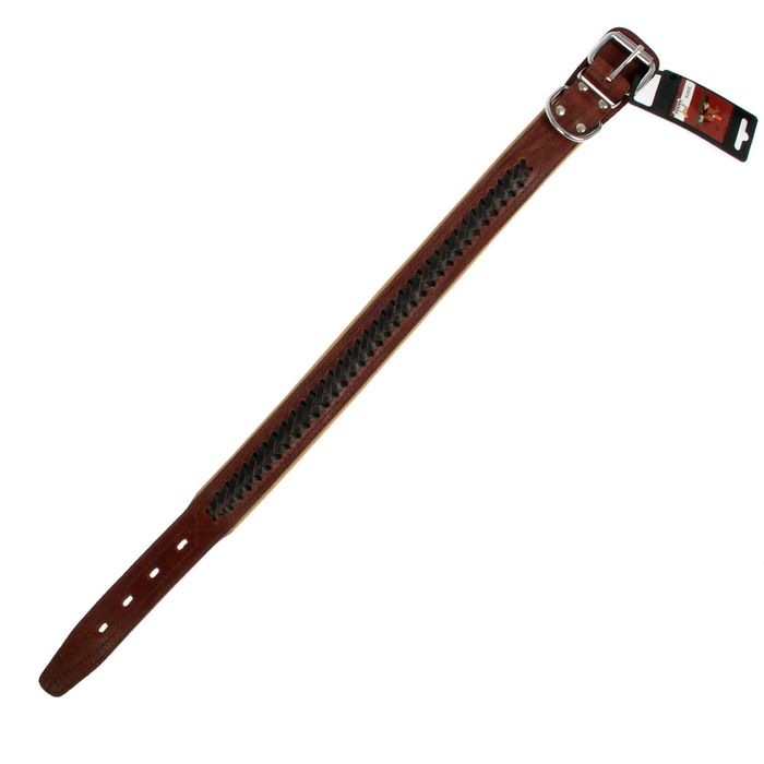 Ошейник кожаный "Элита" тройной, с косой в загибку, 50-59 х 3,5 см