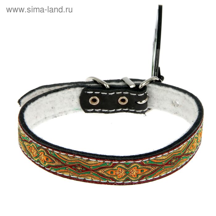 

Ошейник кожаный украшенный, с синтепоном, 32-40 х 2 см микс цветов