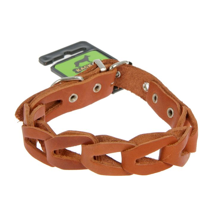 Ошейник кожаный из звеньев, 31- 39 х 2 см