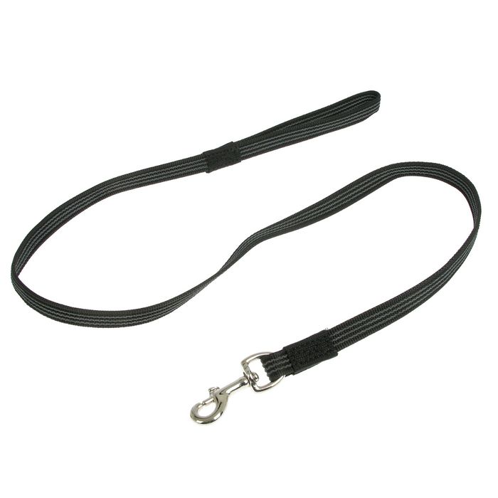 Поводок нейлоновый двухсторонний, с латексной нитью, 150 х 2 см, со стальным карабином