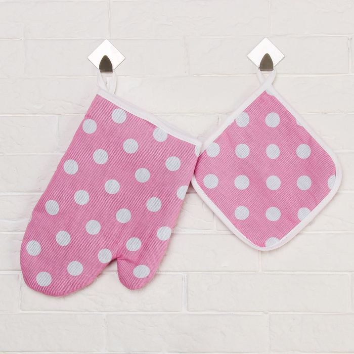 Набор "Этель" Капкейк: Варежка + Прихватка 17х17 см, 100% хл, рогожка 165 г/м2