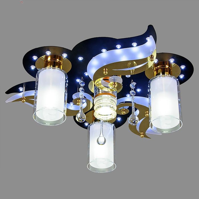 Люстра "Небеса" 4 лампы+светодиоды, пульт, 220V, 18W, E27