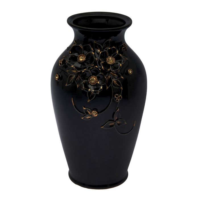 Ваза "Надин" черная с лепкой, стразы