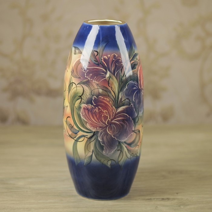 Ваза "Евро" цветы, кобальт