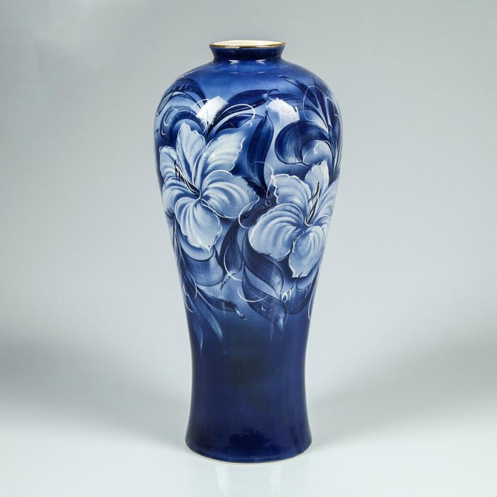 Ваза "Сакура" цветы, кобальт