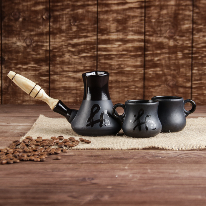 Кофейный набор 3 предмета, черный, матовый