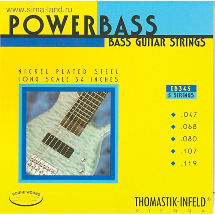 

Комплект струн для 5-струнной бас-гитары Thomastik EB345 Power Bass, Medium Light, 47-119