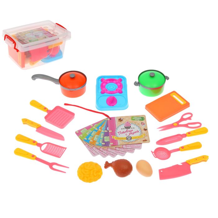 Набор посуды "Вкусный ужин-7", с плитой, 17 предметов, в контейнере