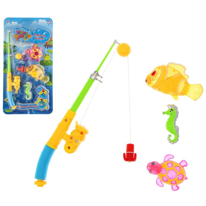 Рыбалка со световыми рыбками "Морские обитатели-1", 4 предмета, работает от батареек, МИКС