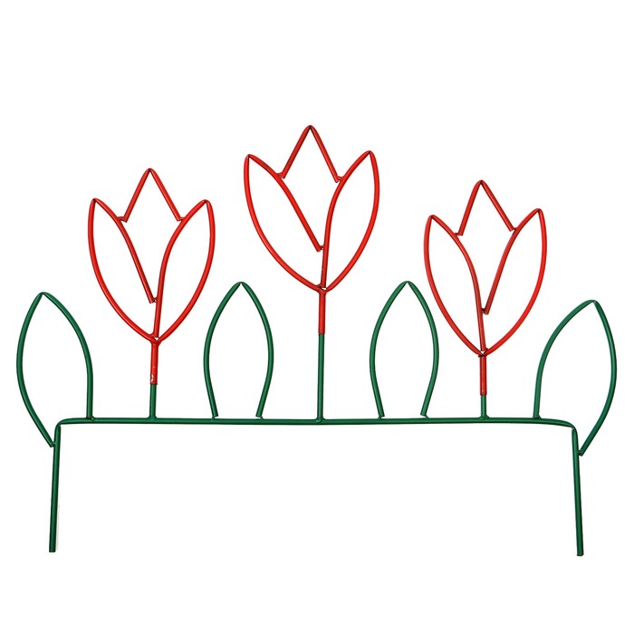 Ограждение декоративное, 66 х 445 см, 5 секций, металл, зелёное, «Весенний»