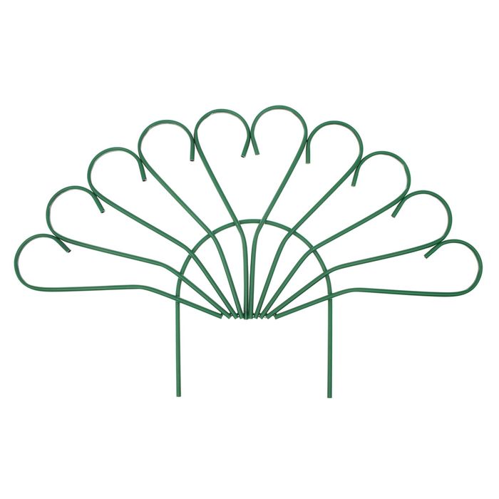 Ограждение декоративное, 60 х 490 см, 5 секций, металл, зелёное, «Павлин»