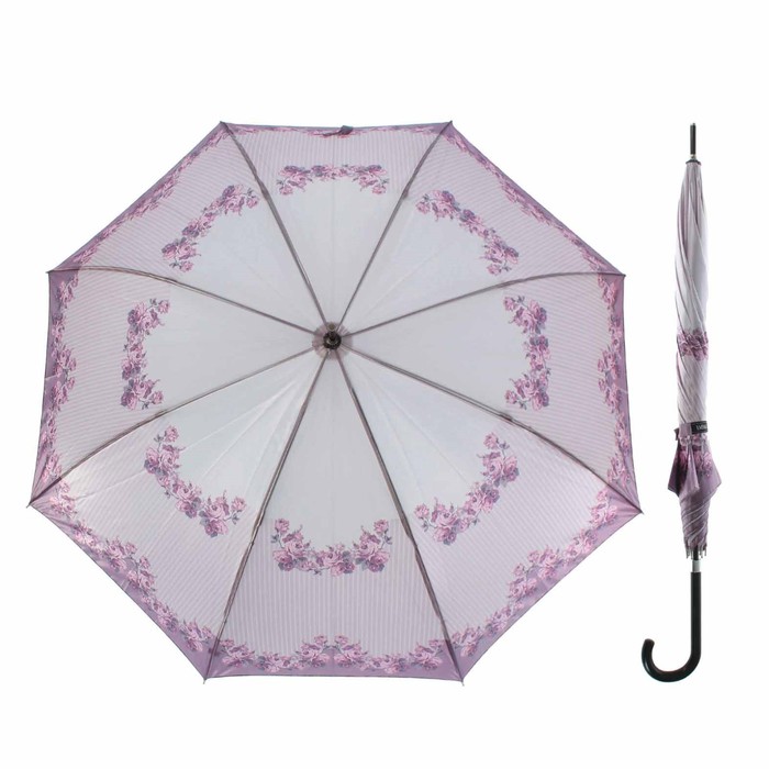 Зонт-трость "Цветы и полоски", полуавтоматический, R=55см