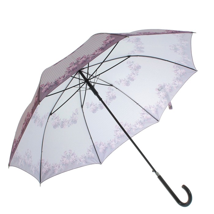 Зонт-трость "Цветы и полоски", полуавтоматический, R=55см