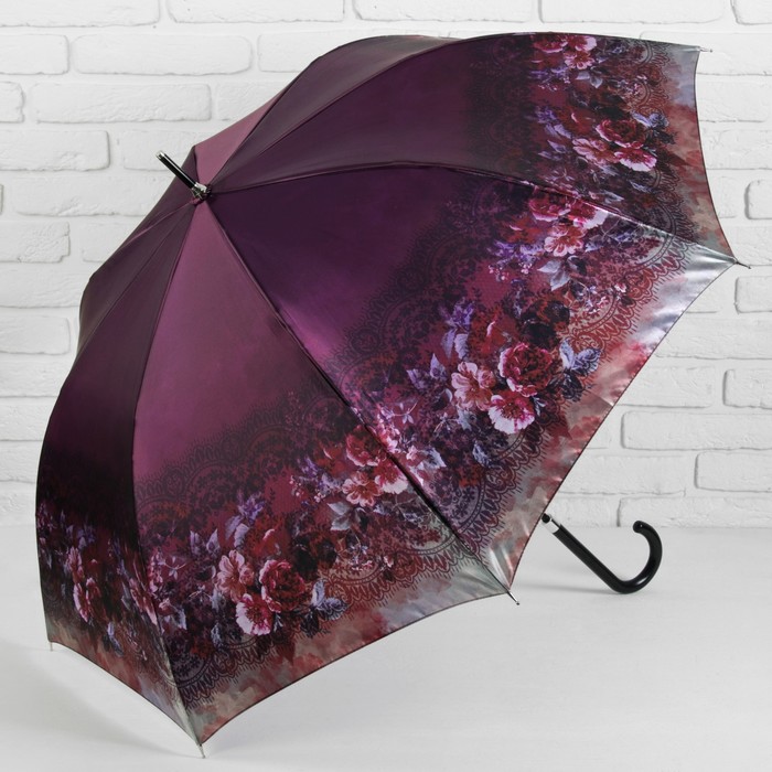 Зонт-трость "Цветы и кружево", полуавтоматический, R=54см