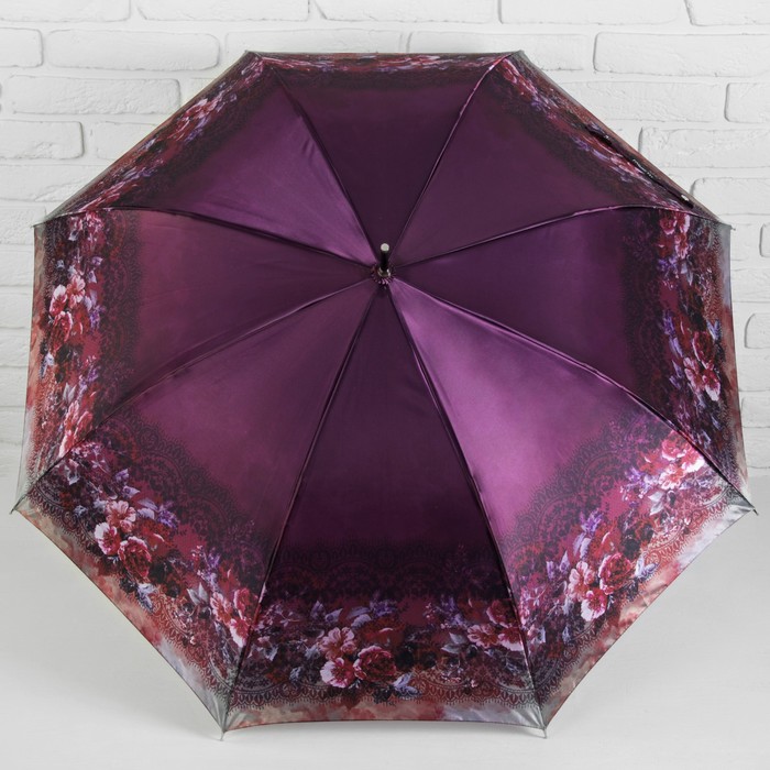 Зонт-трость "Цветы и кружево", полуавтоматический, R=54см