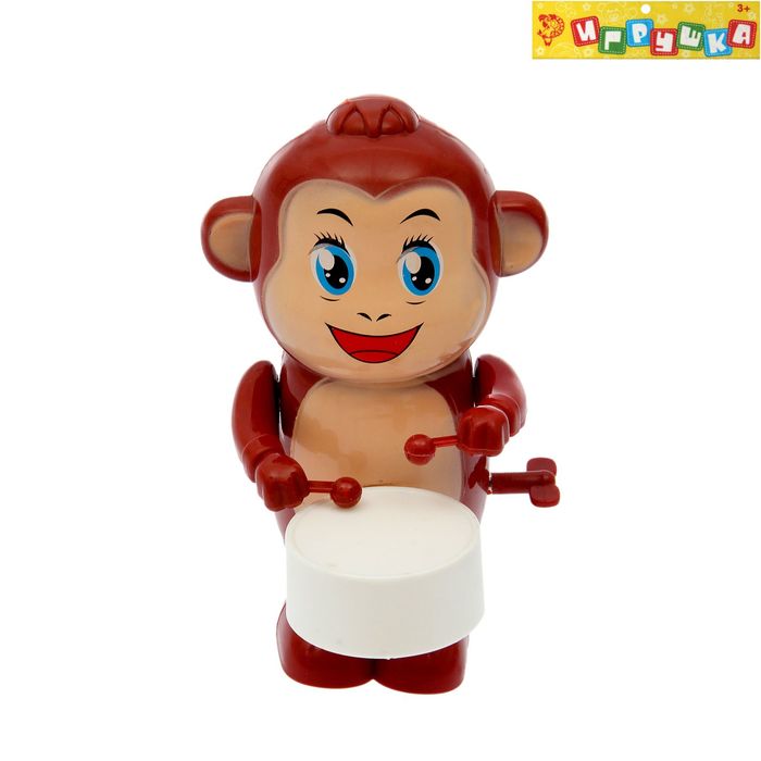 Игрушка заводная "Обезьянка-барабанщик"