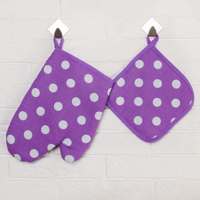 Набор "Этель" Спелая смородина: Варежка + Прихватка 17х17 см, 100% хл, рогожка 165 г/м2