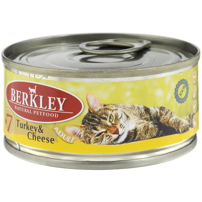 Влажный корм Berkley №7 для кошек, индейка с сыром, 100 г