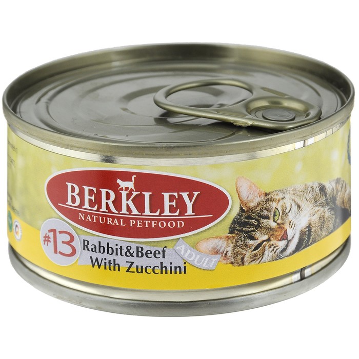 Влажный корм Berkley №13 для кошек, кролик и говядина с цукини, 100 г