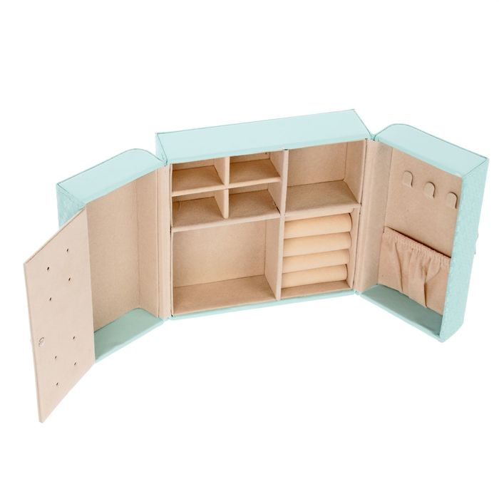 Шкатулка кожзам для украшений "Бабочка" голубая 6,5х15х15 см