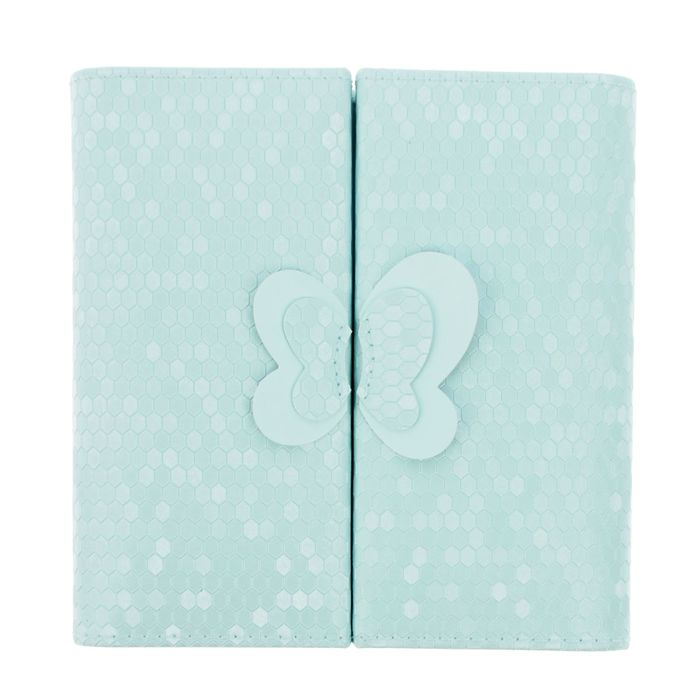 Шкатулка кожзам для украшений "Бабочка" голубая 6,5х15х15 см