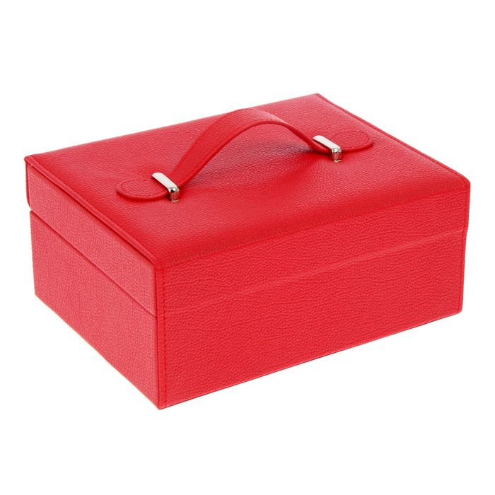 Шкатулка кожзам под часы 2 отделения и бижутерию "Страсть" красная 9,5х23х17,5 см