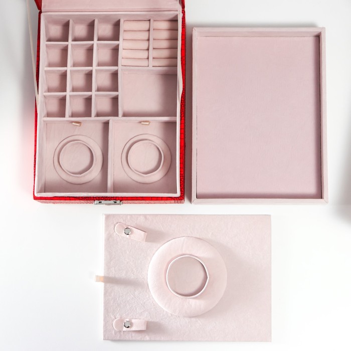 Шкатулка кожзам для украшений "Красный мак" матовая 9х26,5х20 см