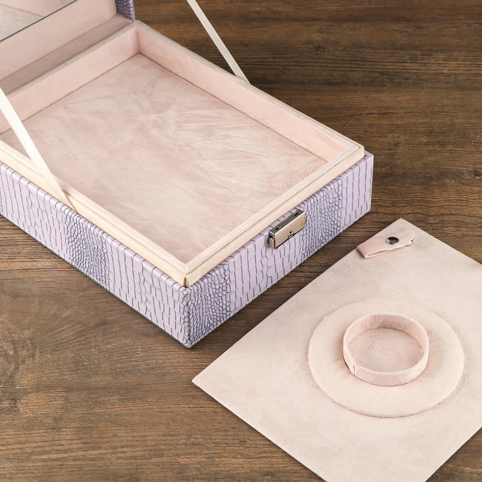 Шкатулка кожзам для украшений "Сиреневый туман" матовая 9х26,5х20 см