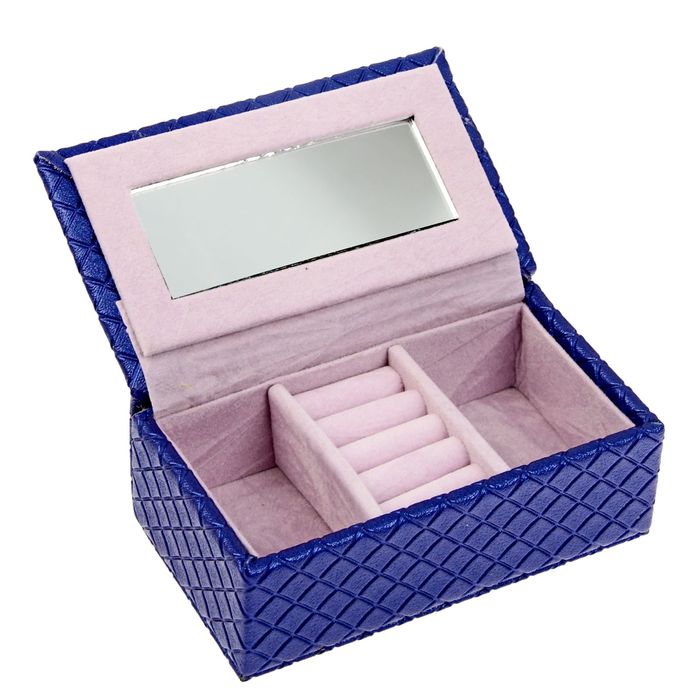 Шкатулка кожзам под часы 1 отделение и бижутерию "Ультрамарин" 18х25х18,5 см