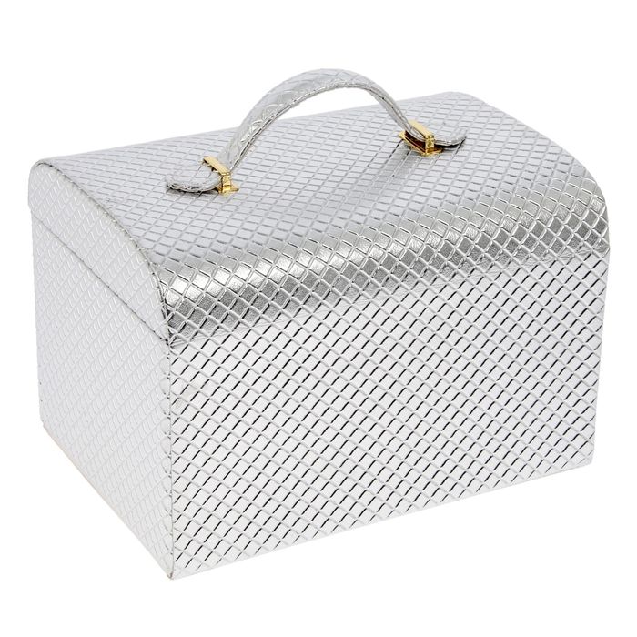 Шкатулка кожзам под часы 1 отделение и бижутерию "Серебро" 18х25х18,5 см