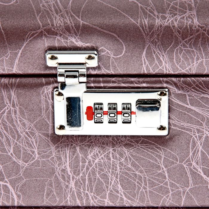 Шкатулка кожзам с отделениями под бижутерию "Крупная роза" слива 19х30х20 см