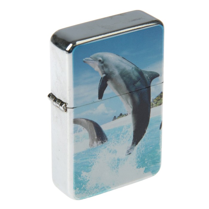 купить Зажигалка «Дельфины» в металлической коробке, бензин, 6x8 см, микс