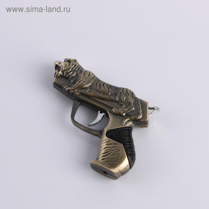 Зажигалка газовая Пистолет с тигром, 7 х 10 см пистолет сувенирный зажигалка автоген с кобурой на стойке натуральны размер