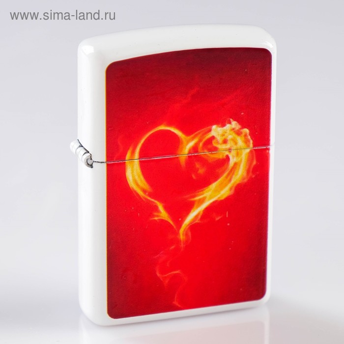 Зажигалка «Огненное сердце» в металлической коробке, кремний, бензин, 6x8 см