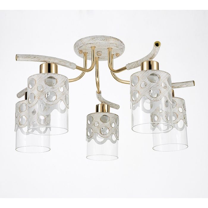 Люстра еврокаркас "Диана" 5 ламп 60W E14 белый-золото 56х29 см