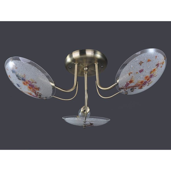 Люстра "Цветочная элегия" 3 лампы 60W E14 античная бронза 57,5х17,5 см