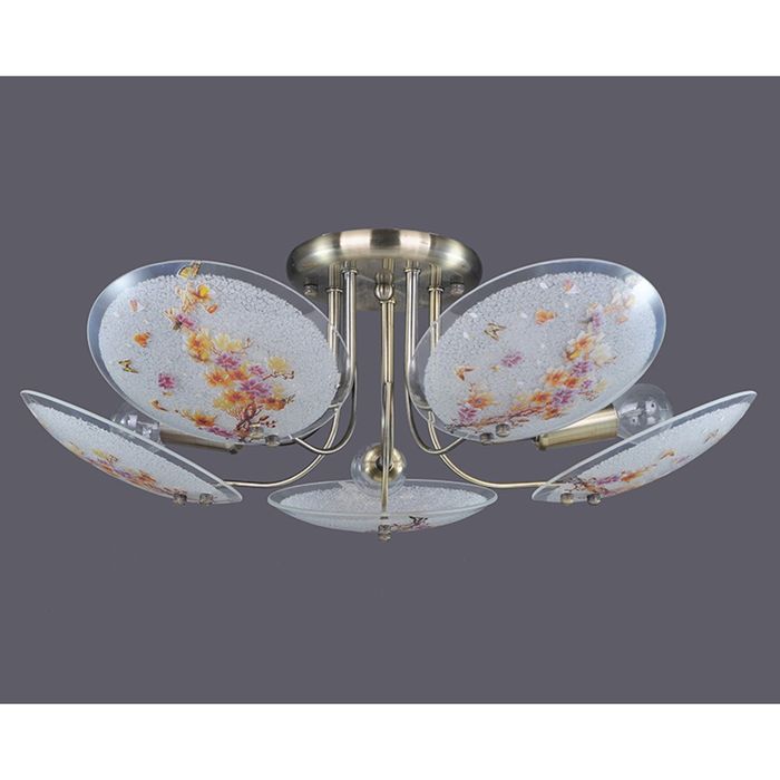 Люстра "Цветочная элегия" 5 ламп 60W E14 античная бронза 57,5х17,5 см