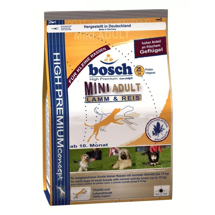 Сухой корм Bosch Mini Adult для собак мелких пород Ягненок/Рис, 15кг