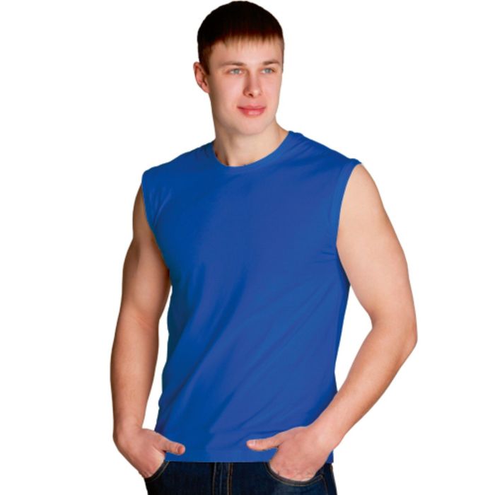 Майка мужская StanSummer, размер 46, цвет синий 145 г/м