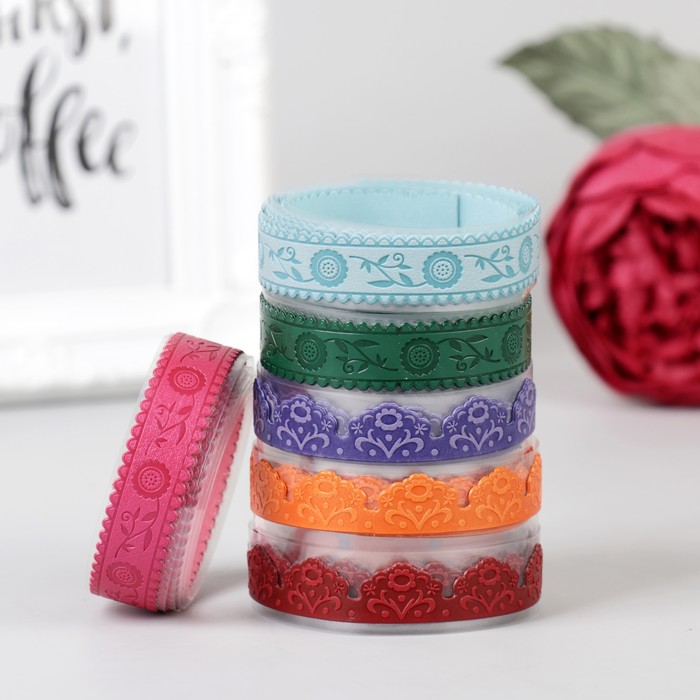 Клейкая лента декоративная "Рисунки на нубуке" МИКС, длина 1 метр, ширина 1,8 см