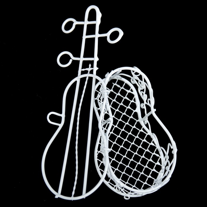 Сувенир металл "Гитара" белый 4,5х12х3 см