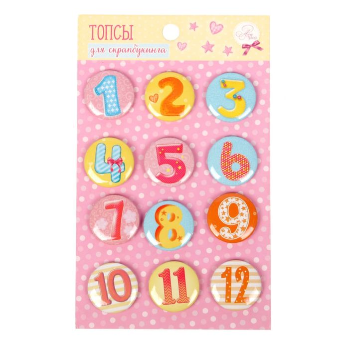 Набор топсов (фишек) для скрапбукинга "Цифры"